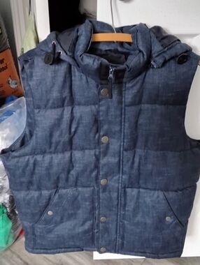 Old Navy Dark Blue Quilted Hooded Vest